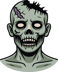 Undead Zombie Head with Decayed Features A Grotesque Illustration of the Living Dead
