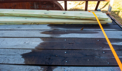 Hauling lumber on trailer