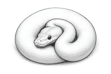 Fototapeta premium Hand drawn pencil illustration of a snake curled into a circle, showcasing detailed texture and shading