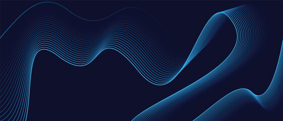 Blue Abstract Wavy Lines Background Modern Gradient Flow Design