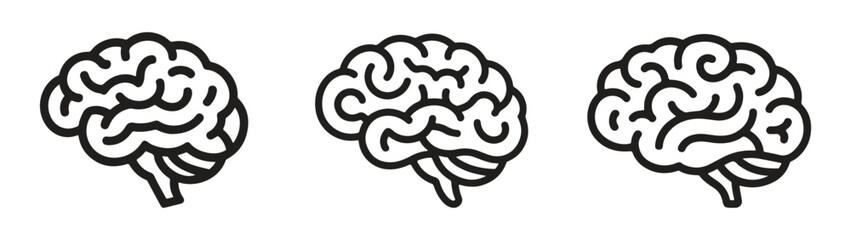 Human brain icon line art style vector illustration.
