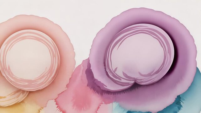 Pastel watercolor painting with dynamic circular ripples