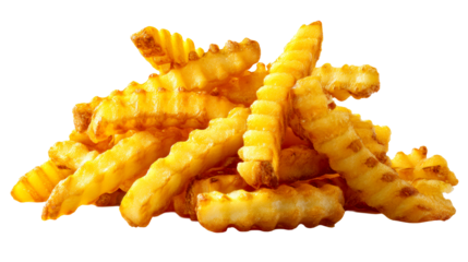 Delicious crinkle cut fries served in a casual setting