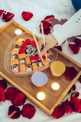 Sushi. Fast food. The concept of Japanese cuisine.