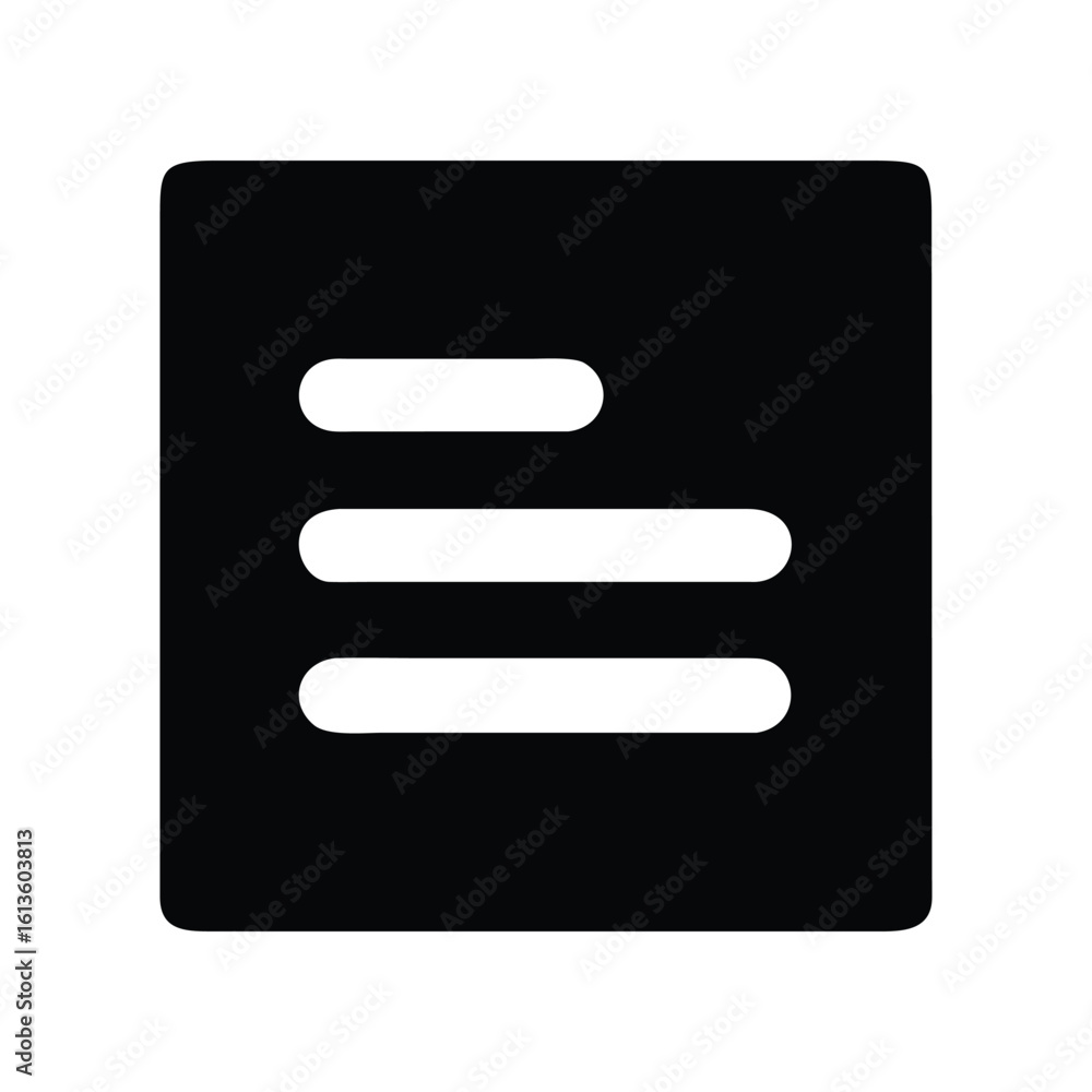 Poster black square with three horizontal bars for website menu icon