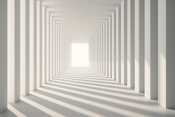 Fototapeta premium Abstract White Corridor Perspective and Shadows