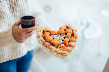 Sushi. Fast food. The concept of Japanese cuisine.