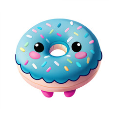Fototapeta premium Happy Face Plush Donut with Cute Eyes and Cheeks – Rainbow Sprinkles
