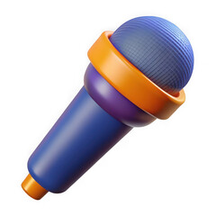 3d cartoon microphone with orange accent isolated on transparent background