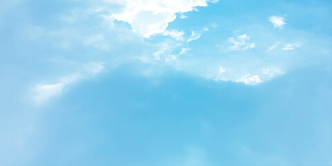 Storm clouds in the sky, Dramatic rain, Bright Flash shining light for design concept, panoramic view of clear blue sky and clouds, pastel white fluffy clouds