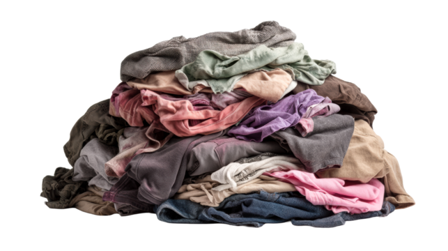 Pile of wrinkled clothes in various colors and fabrics