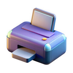 3d cartoon printer with stylized design isolated on transparent background