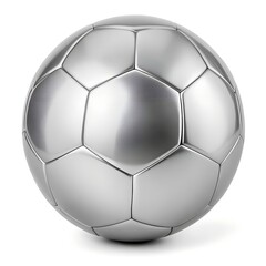 Fototapeta premium Shiny silver soccer ball on white background