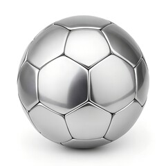 Fototapeta premium Shiny silver soccer ball on white background