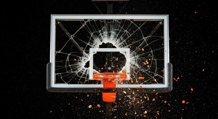 Basketball Hoop Shattered After Powerful Dunk