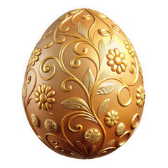 3d ornate golden easter egg isolated on transparent background