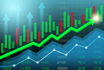 Economic Growth and Development. Financial Graph is Rising Up. Stock Market Investment Concept. Vector Illustration.