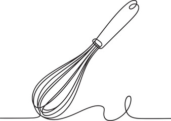 Whisk Continuous Line Drawing for Culinary Arts, Cooking, and Kitchen Design Projects