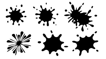 黒いインクの飛び散りがデザインされたスプラッシュアイコン6種セット | Set of 6 Black Ink Splash Icons with Abstract Designs