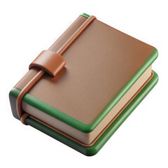 3d leather bound journal with strap isolated on transparent background