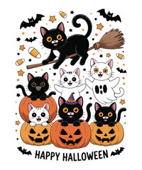 Cute halloween ghost boo cat happy halloween