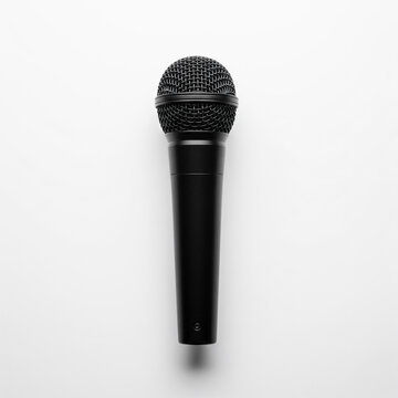 Black microphone isolated on white background