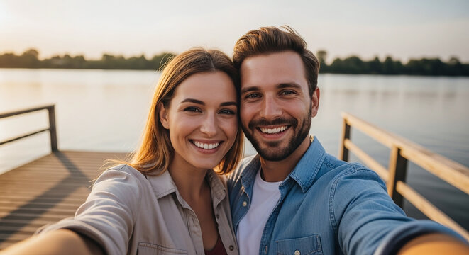 Happy young couple embracing on the beach, radiating love, happiness, and summer fun