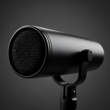 Black modern studio microphone isolated on white background