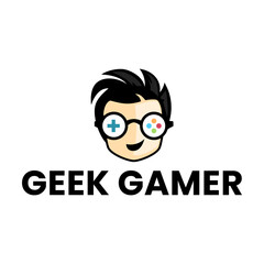 Gaming avatar with joystick and nerd glasses