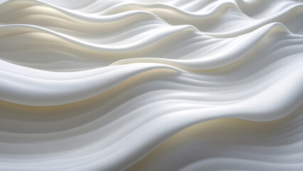 Obraz premium High Key Abstract Wavy Texture Background - Modern Elegant White 3D Render