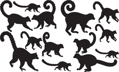Woolly Lemur Solid Vector Silhouette