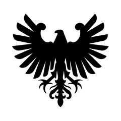 Obraz premium Black eagle heraldic symbol with wide wings