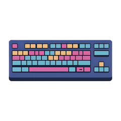 Colorful Keyboard Illustration with Pink Blue and Yellow Keys on White Background