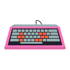 Pink and Gray Keyboard with Orange Keys Spelling Out the Word Love