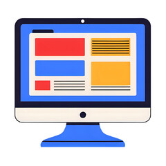 Modern computer screen with colorful layout design for website or application