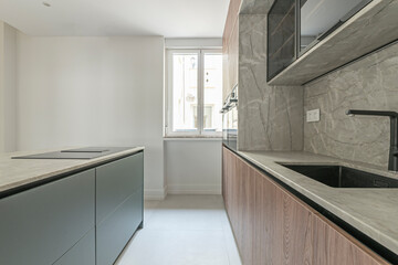 Modern kitchen with a rustic feel ... Copper and a center island for family gatherings.