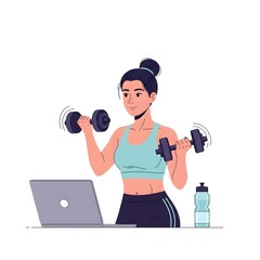 woman with dumbbells doing exercise