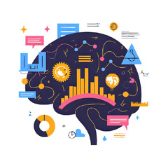 Creative Brainstorming and Data Analysis Concept with Brain Shape and Graphic Elements