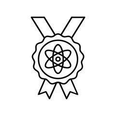 Science award ribbon icon symbolizing academic excellence – outline