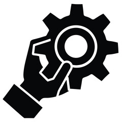 hand turning a gear vector icon