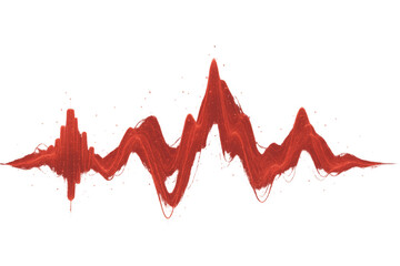 Red digital soundwave flowing on transparent background, ideal for music and audio related projects
