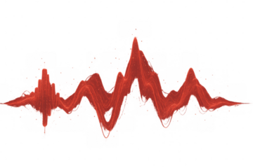 Red digital soundwave flowing on transparent background, ideal for music and audio related projects