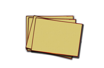 Top view four blank label brown paper isolated white background for graphic design. copy space with text. sheet. document