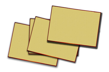 Top view four blank label brown paper isolated white background for graphic design. copy space with...