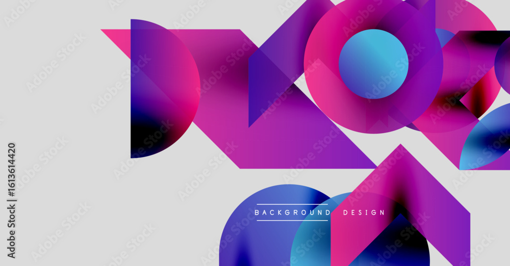 Poster abstract shapes overlap, creating vibrant color gradients. modern design elements suggest dynamic vi