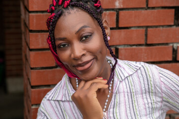 Beautiful African Woman Thinking Portrait