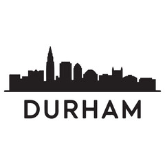 Naklejka premium Durham skyline horizontal banner. Durham City, North Carolina. Vector template for your design. Vector black silhouette. with white background