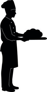 recommend clip art: Chef silhouette serving food