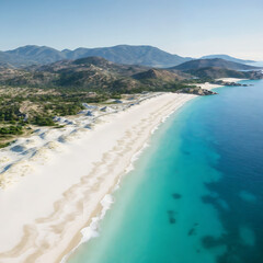 A beach with a paradisiacal landscape that invites you to take a stroll, vacation, or even live there.
