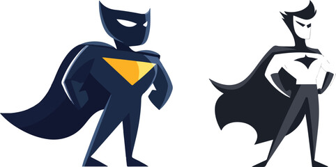 Superhero Characters Posing in Different Costumes Vector Illustration Isolated on White Background Ideal for Comic Books Graphic Novels and Superhero